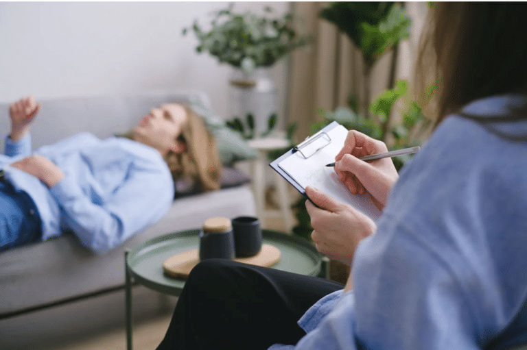 woman in therapy lying down